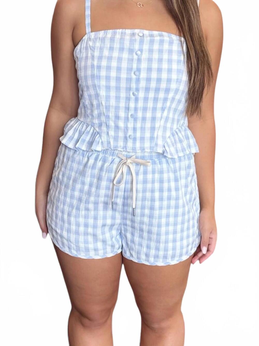 NEW SADIE & SAGE women's drawstring shorts in sky blue